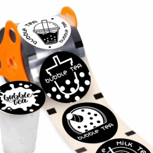 Black-White Milk Tea Cup-Sealing Film